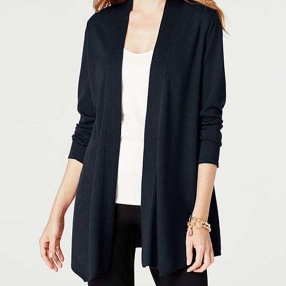 J. Jill Soft Open Front Cardigan Sweater - Navy Blue Size XS - Picture 1 of 12
